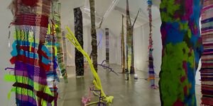 Painting of an art installation.