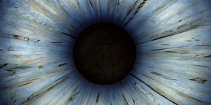 Close up painting of a blue eye.