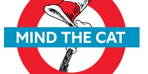 Image of the TFL sign with Dr Seuss' The Cat in the Hat.