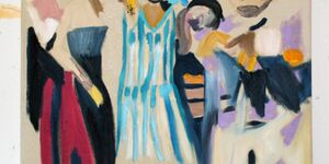 Painting of a group of girls at a party.