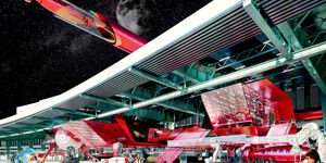 Drawing of a spaceship.