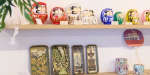 Image of a shop display of Japanese craft.