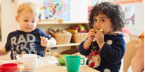 two children with food