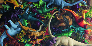 Painting of a group of dinosaurs by Gary Armer.