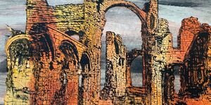 Painting of a set of ruins.