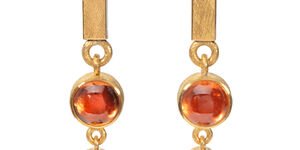 Image of red and gold earrings.