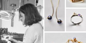 A collage of Katerina and her jewellery.