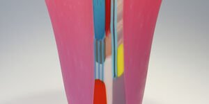 Image of a rainbow coloured vase.