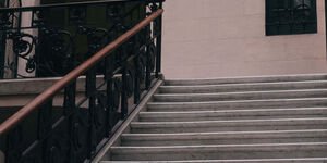 Image of a lamp on a staircase.