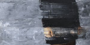 Painting of a girl standing in front of a grey background.