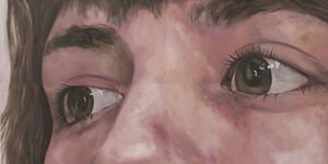 Painting of a close up of a woman's face.