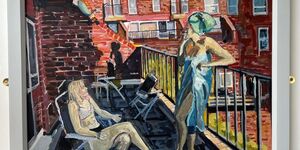 A painting of two people together.