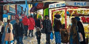 A painting of a crowd in South London.