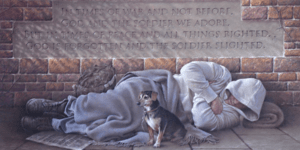 Homeless man and dog