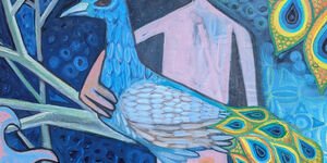 Painting of a peacock.