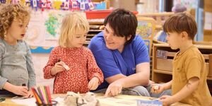 child plays with toys