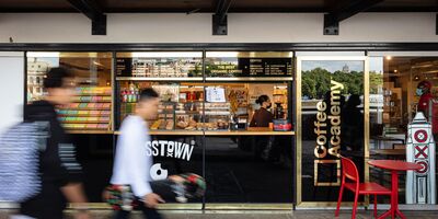 An image of Coffee Academy's entrance.