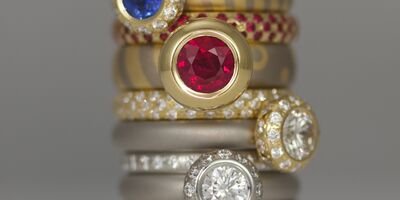 Stacking rings in gold and silver.