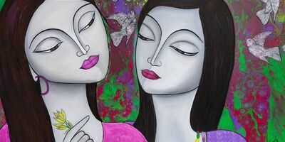 Image of a painting of two women by Skylark Galleries.