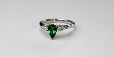 Emerald silver ring.