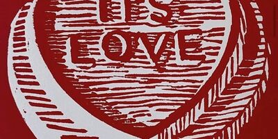 Painting of a candy heart.