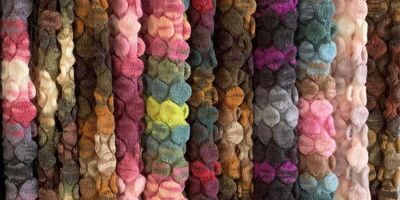 Image of a range of bubble scarves by Joanne Plumb Knitwear.