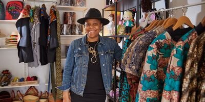 Image of Mariatu in her shop.