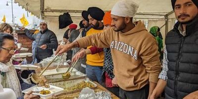 Sikhs doing Seva and serving langar - UK 2023