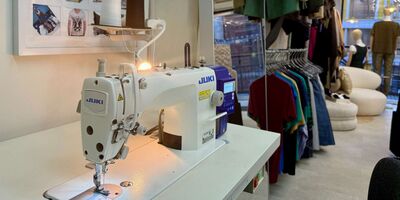 Image of a sewing machine in a shop.