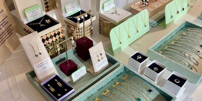 A table with jewellery displayed on top