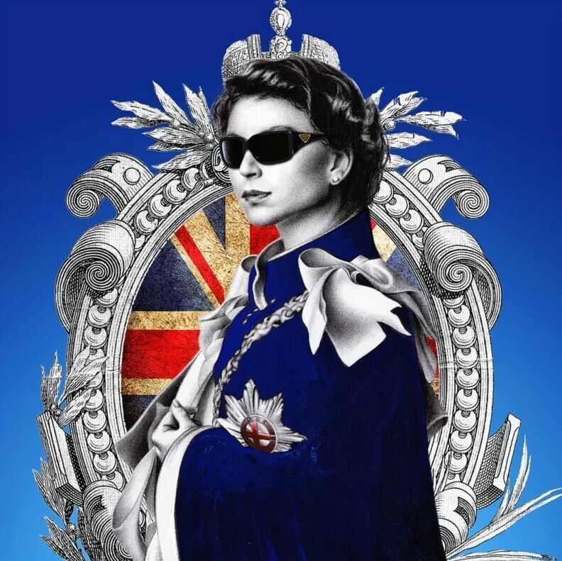 The Queen wearing sunglasses