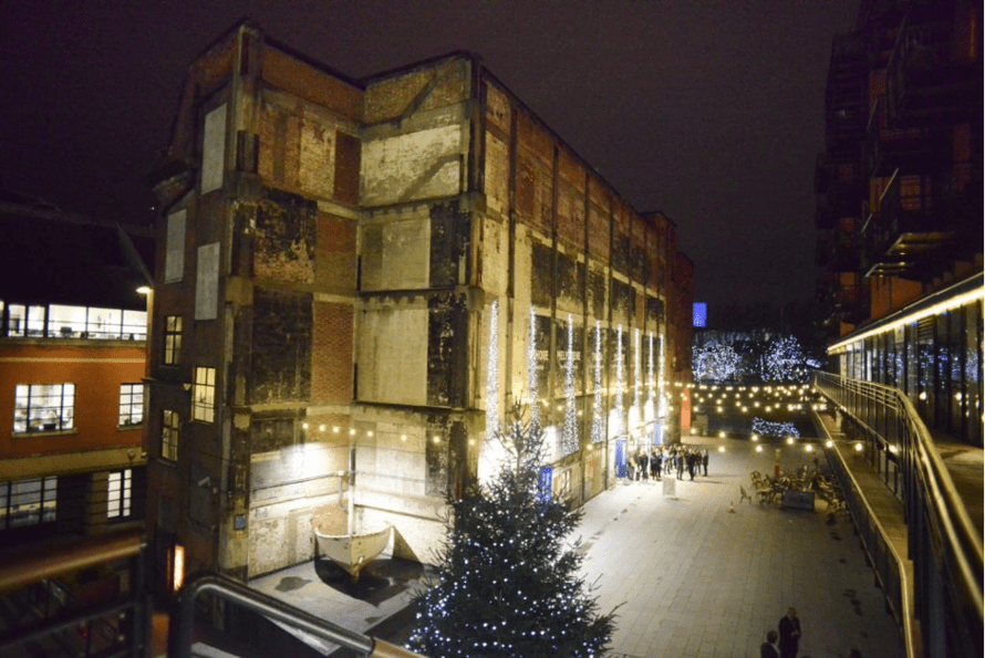 Bargehouse outside at night