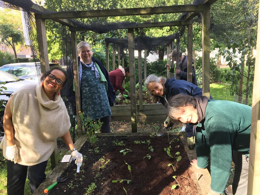 Group around the raised bed