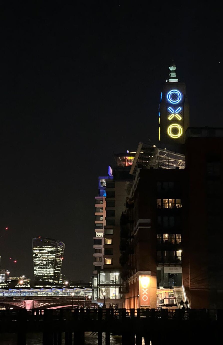 Oxo Tower in Blue and Yellow