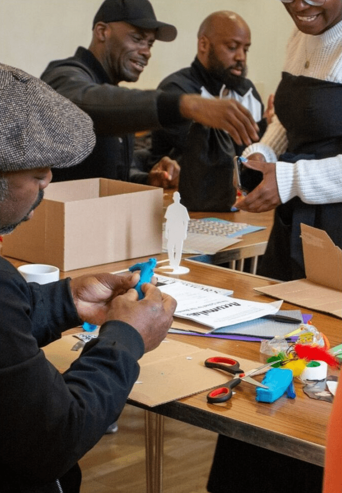 Artists creating their work