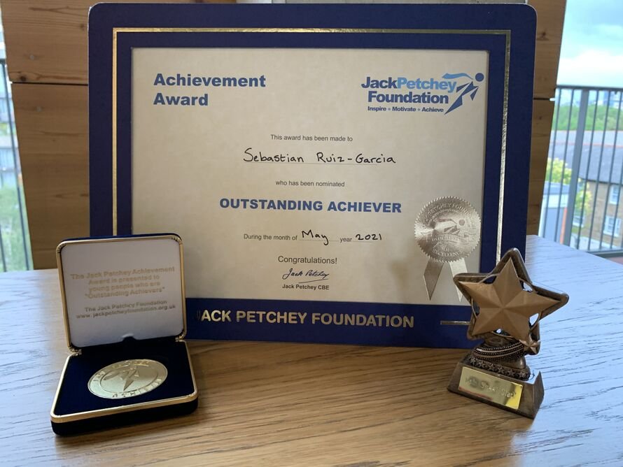 Jack Petchey award and certificate